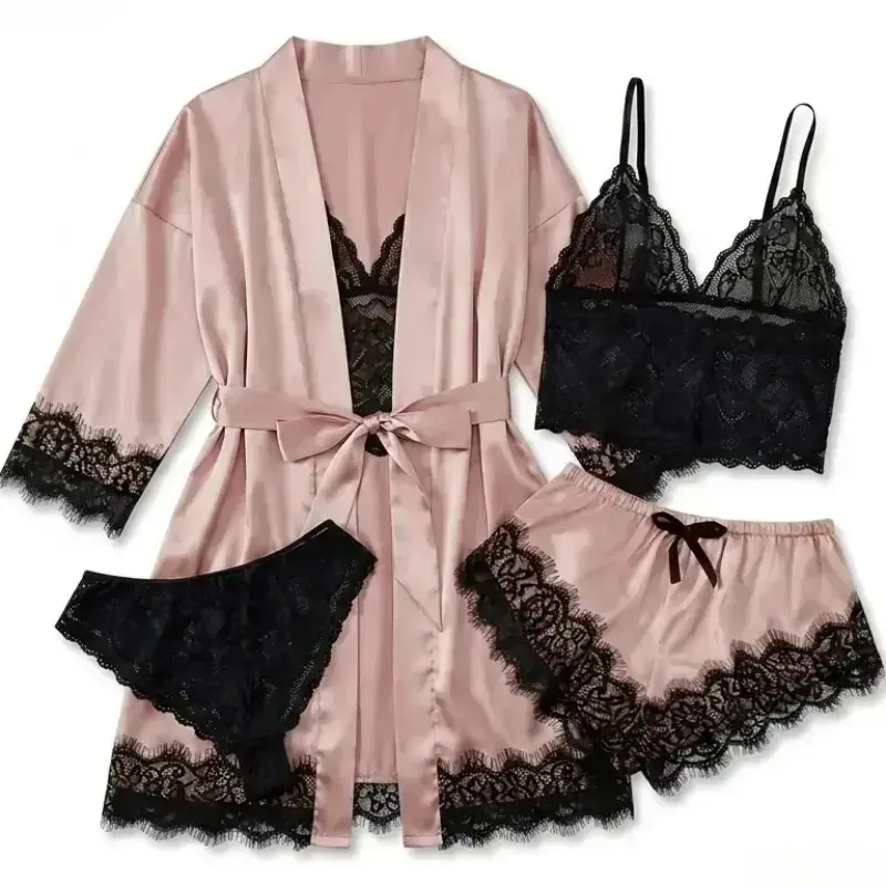 Women's 4-Piece Satin Pajama S - Bathrobe review and price